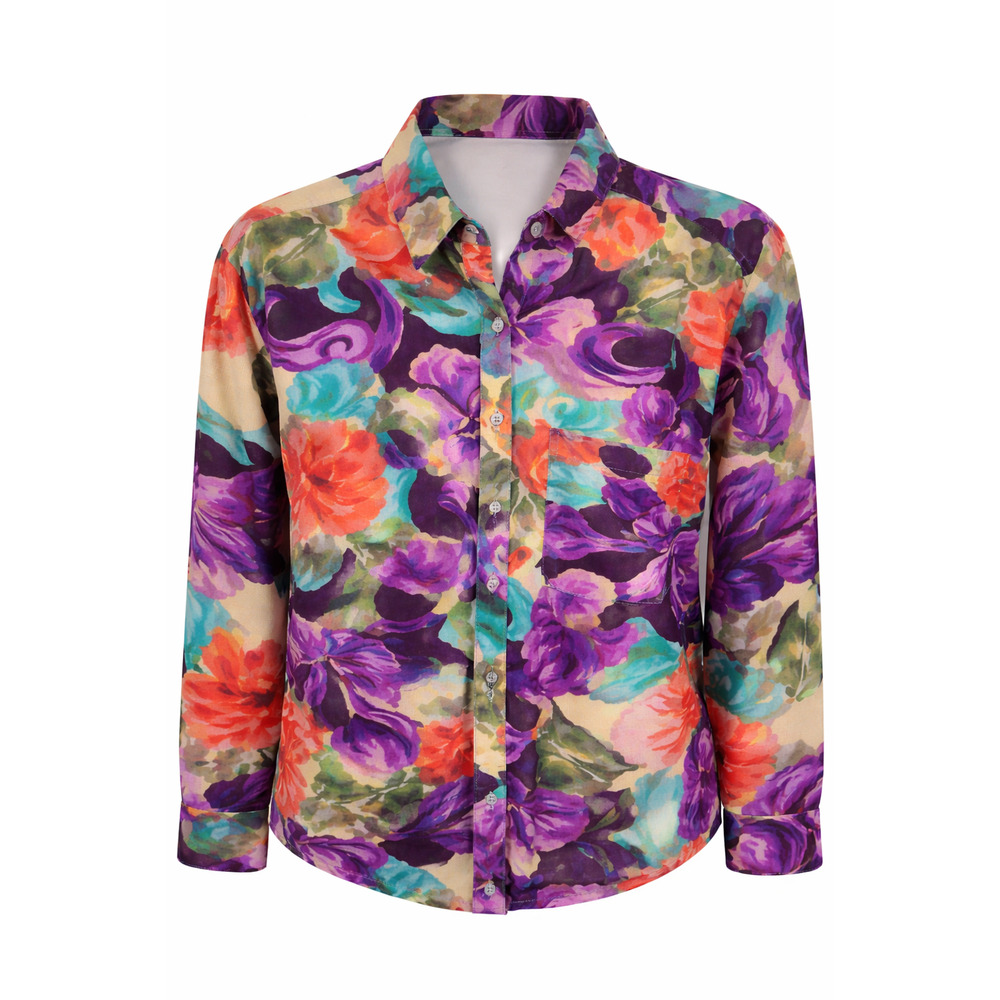 Jacque & Koko Vintage Watercolor Floral Blouse Artsy 90s Cottage 18/20 Cotton